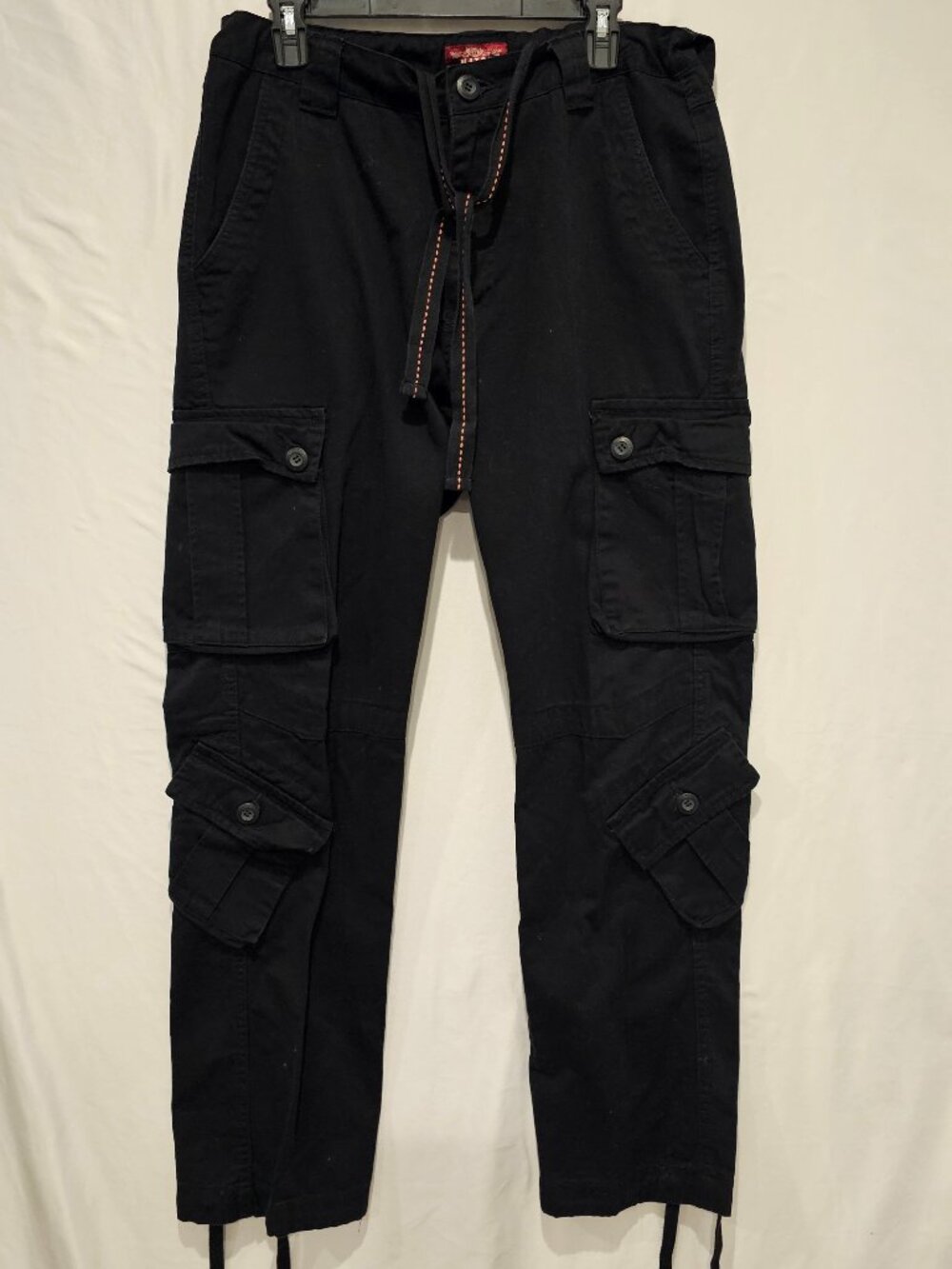 Matchstick Men Black Wild Cargo Pants Size XL 34 Cotton Tactical Utility Pockets